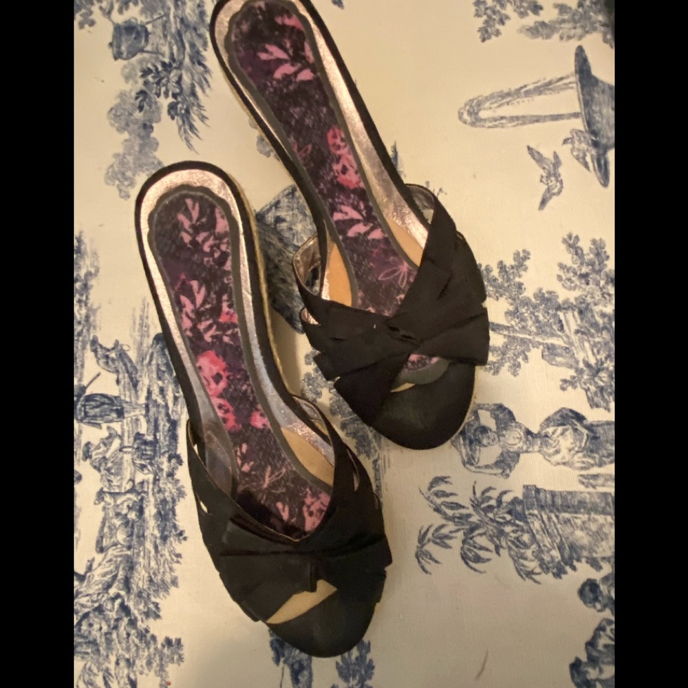 Black wedge sandals, size 8M. The Loft, Ann Taylor